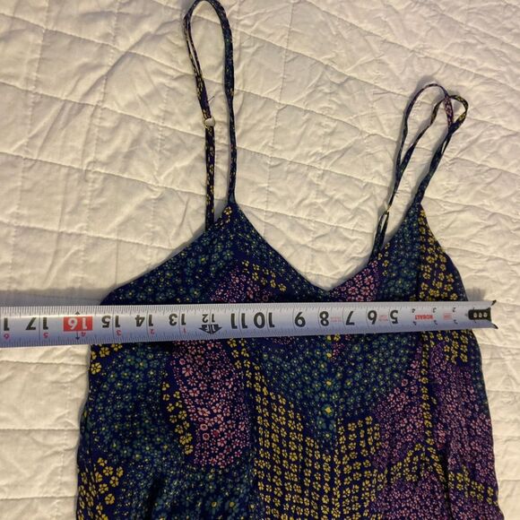 Floreat Black Multicolor Floral Cami Cropped Wide Leg Rayon Hippie Jumpsuit XS - Picture 5 of 12